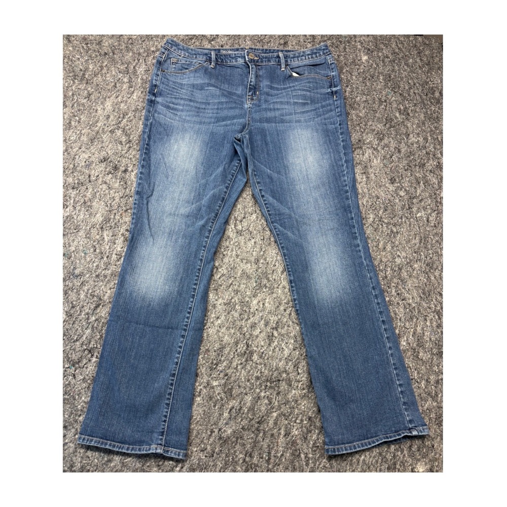 Mossimo Denim Womens 16R Mid Rise Curvy Bootcut Jeans Medium Wash Blue Stretch